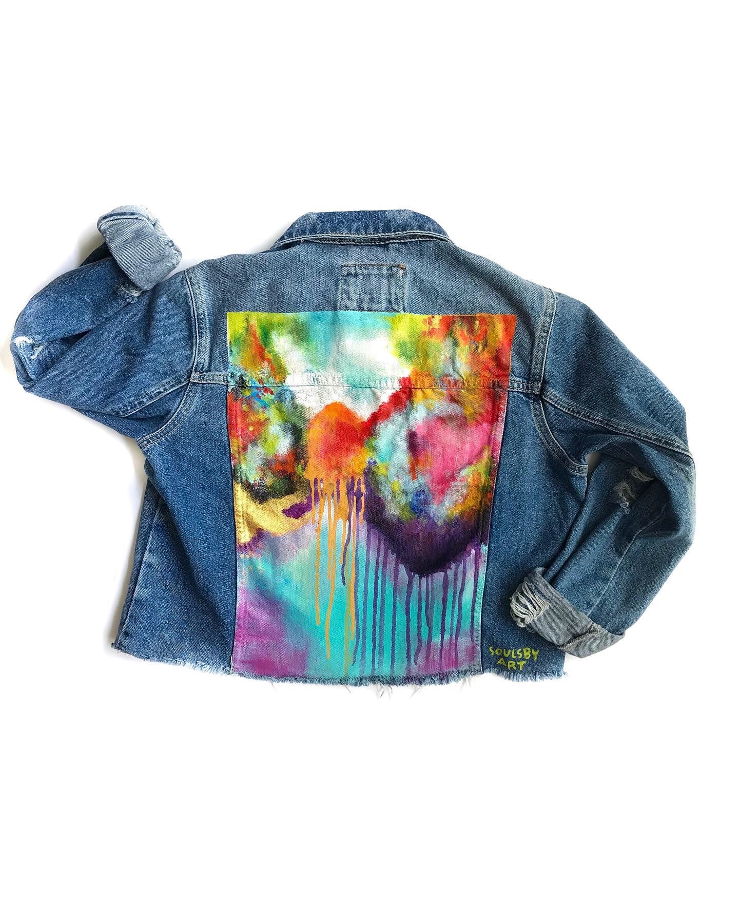 Multicolor Sleeveless Hand Painted Denim Jacket at Best Price in